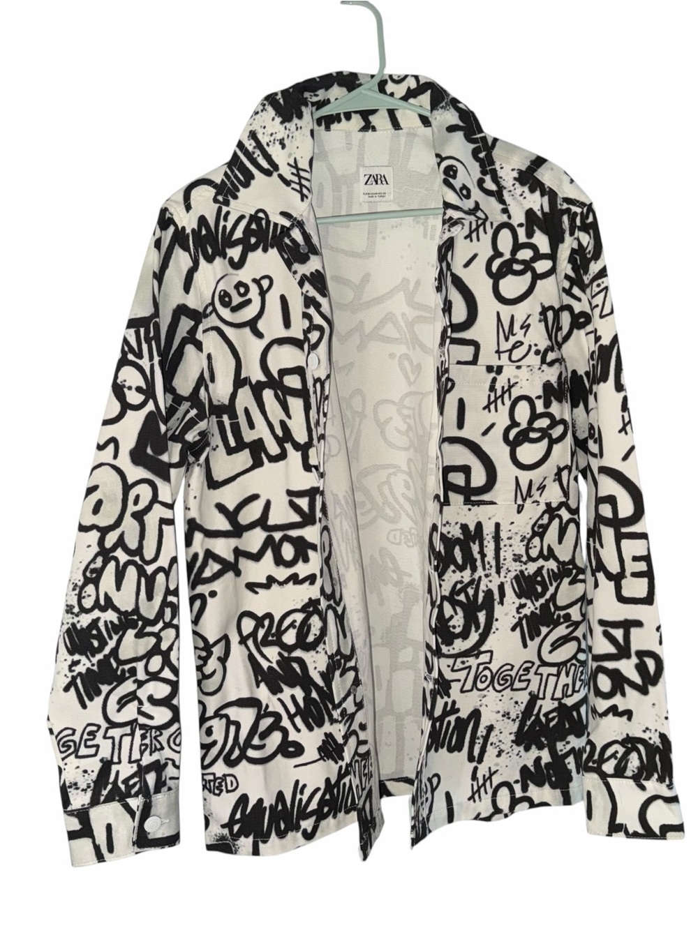 Zara Graffiti Print Overshirt Shirt Jacket M‎ Streetwear Supreme CDG Inspired - Picture 2 of 11